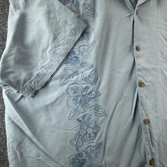 Tommy Bahama Floral Short Sleeve Silk 2XL Blue Vacation Button Up Casual Shirt - Picture 11 of 16